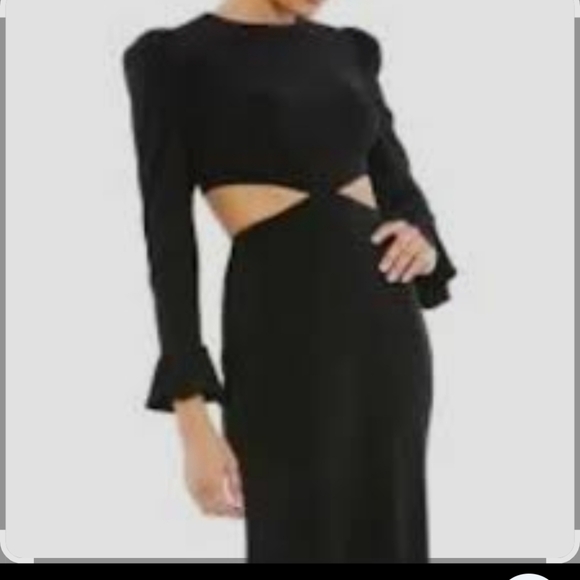Mac Duggal Black Long Sleeve gown with cut out sides  Size 8 new with tags - Picture 3 of 10